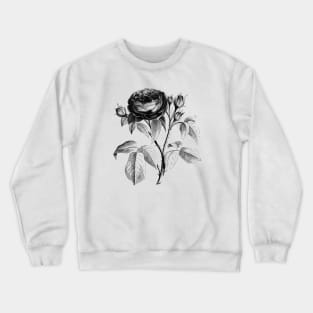 Black Rose Flower Vintage Botanical Illustration Crewneck Sweatshirt